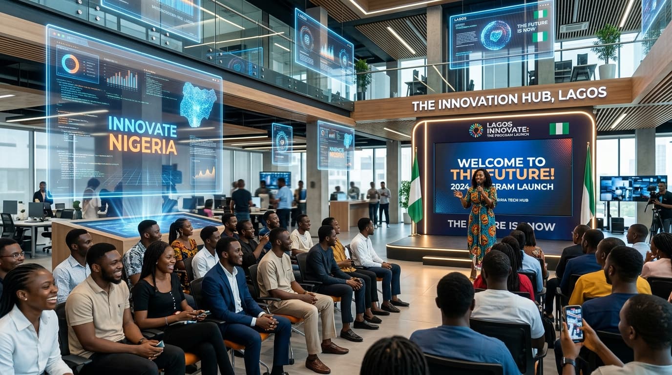 A speaker presenting at a tech hub